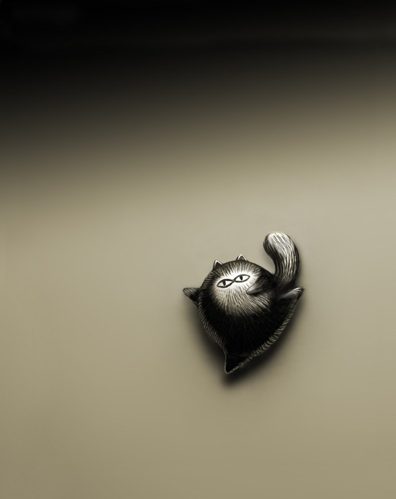 摇咧摇咧胖猫耳环(单支/一对/可改耳夹式) - 耳环/耳夹 - 其他金属 银色