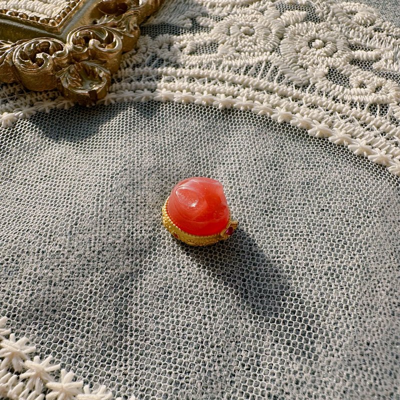 S925 银镶 DIY 配件饰品 / 冰红玛瑙兔兔 / 本命年兔年兔子小配饰 - 金工/饰品 - 宝石 红色