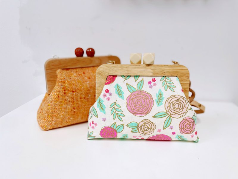 手工订制木头口金肩背包 手拿包 斜背包 可选花色 - 侧背包/斜挎包 - 棉．麻 多色