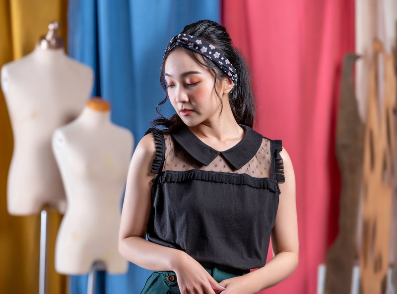 与时光共舞 无袖背心 - 女装背心 - 棉．麻 黑色