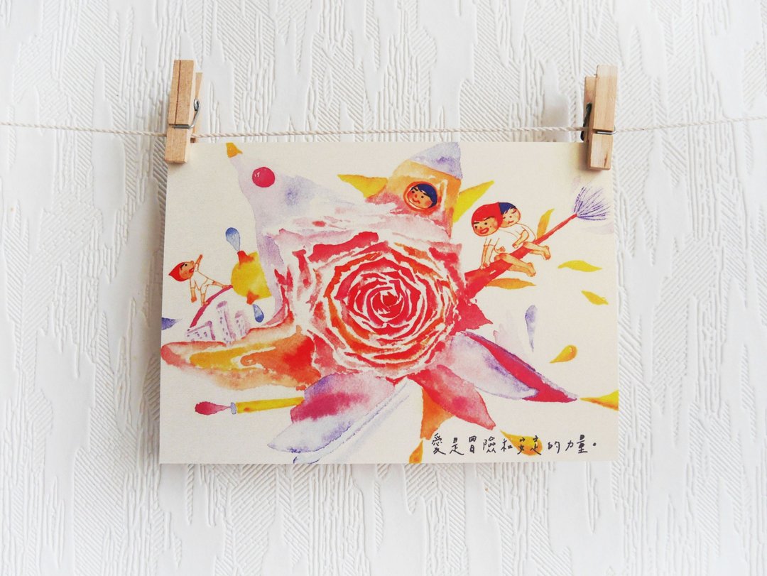爱是冒险和安定的力量 明信片 postcard - 卡片/明信片 - 纸 红色