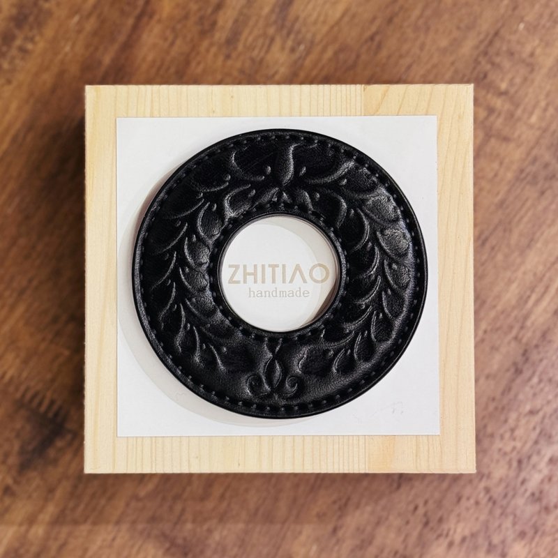 原创手工制作牛皮剑道刀镡 隐秘之境 黑色 剑锷 Tsuba - 运动配件 - 真皮 黑色