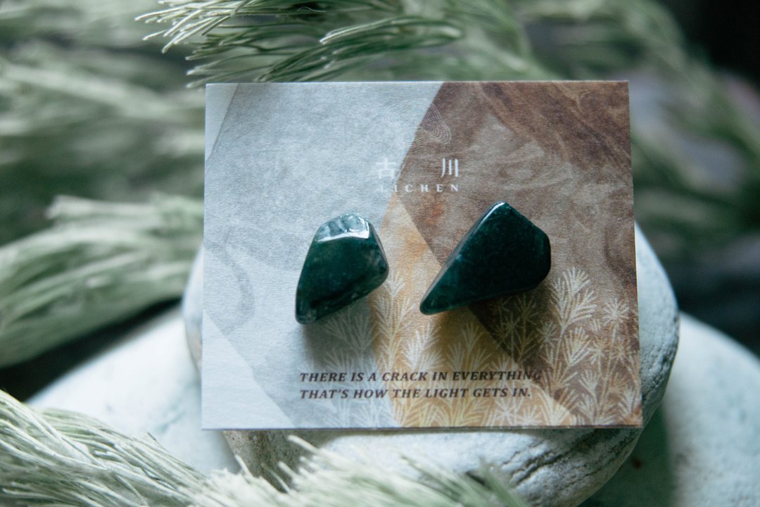 CRACK | 矿物系耳环 |  EARRINGS - 耳环/耳夹 - 玉石 绿色