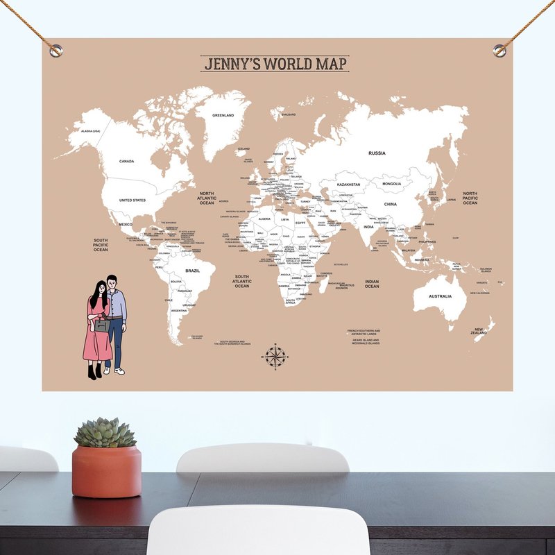 出国旅游 世界地图挂布 似颜绘 定制化 - 海报/装饰画/版画 - 其他材质 多色