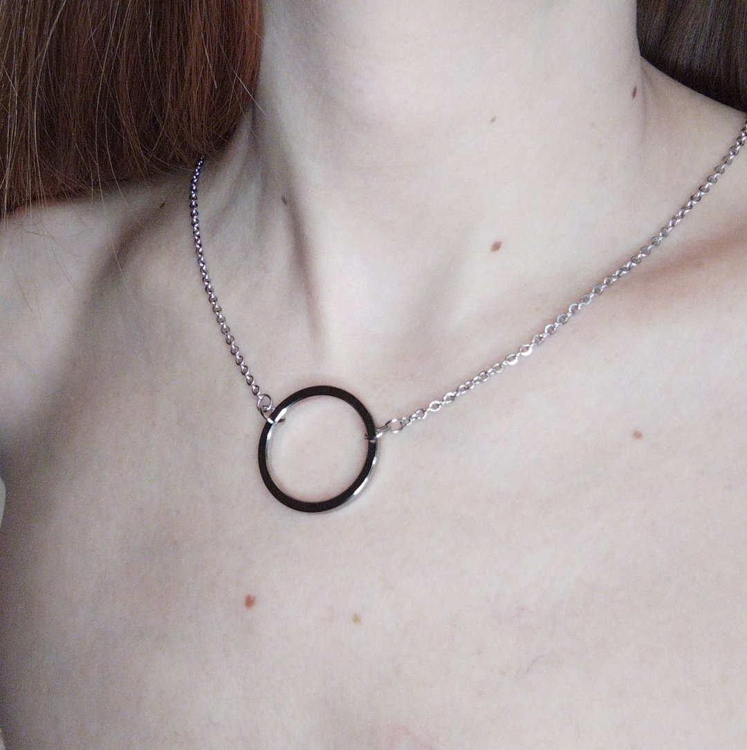 Good karma necklace. Circle of life necklace. Eternity circle necklace for men. - 项链 - 其他金属 银色
