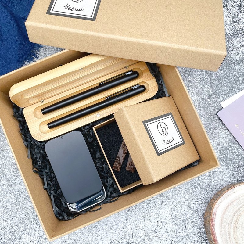 【快速定制_圣诞礼盒】赠刻字_品初_愿摘星辰对笔 钢笔钢朱笔 - 钢珠笔 - 铜/黄铜 黑色