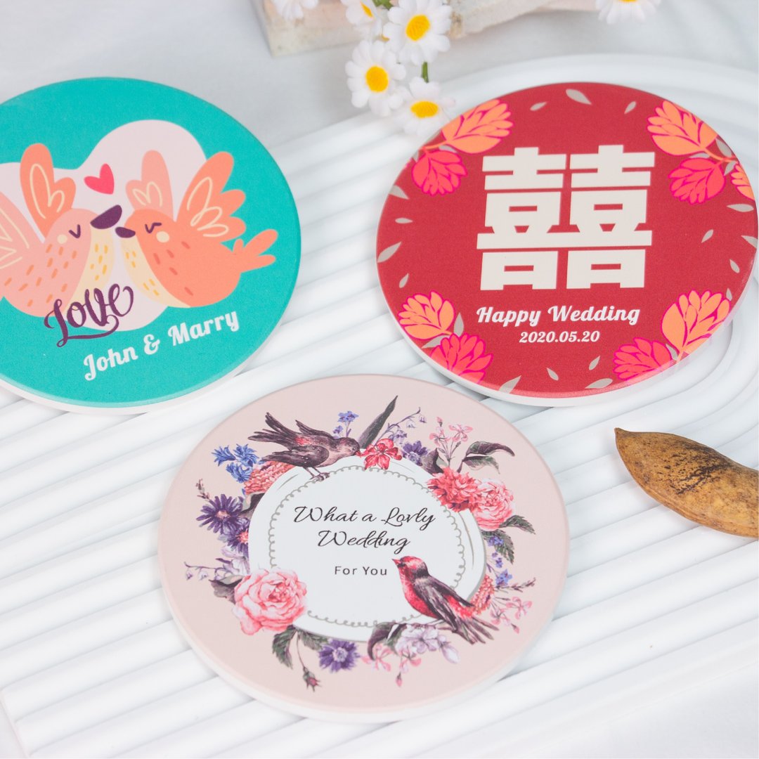 【定制化礼物】圆形陶瓷杯垫 - 杯垫 - 瓷 