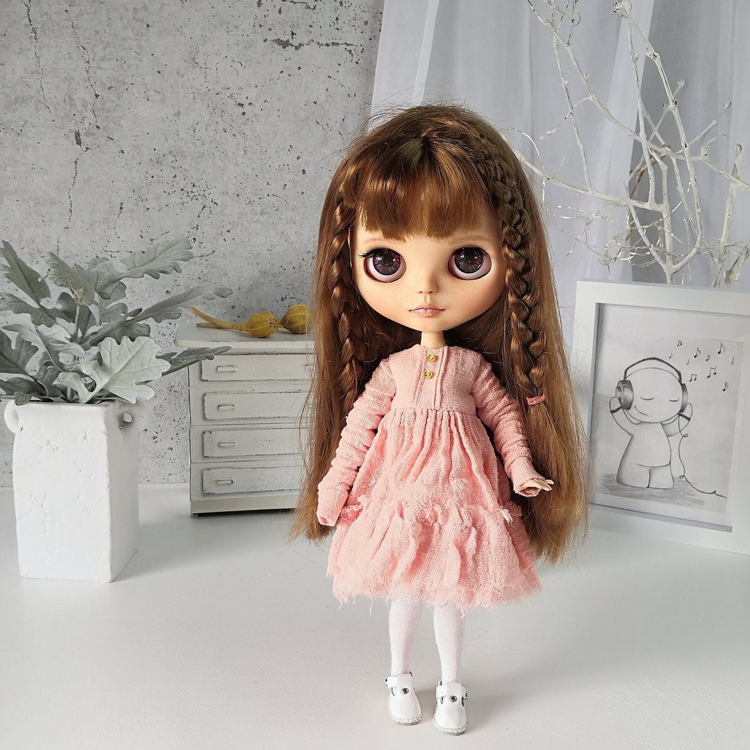 Pink dress Blythe doll, Clothes Blythe doll, Outfit doll - 玩偶/公仔 - 棉 