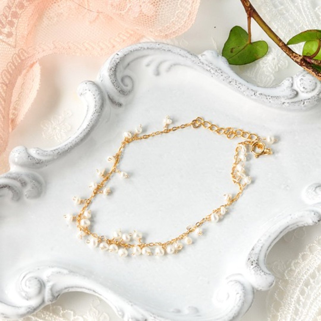 14kgf/Delicate pearl bracelet - 手链/手环 - 宝石 