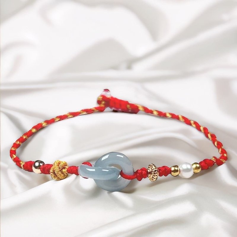 【永恒同心】冰种翡翠同心圆编织手链 | 天然翡翠A货 | 送礼 - 手链/手环 - 玉石 透明