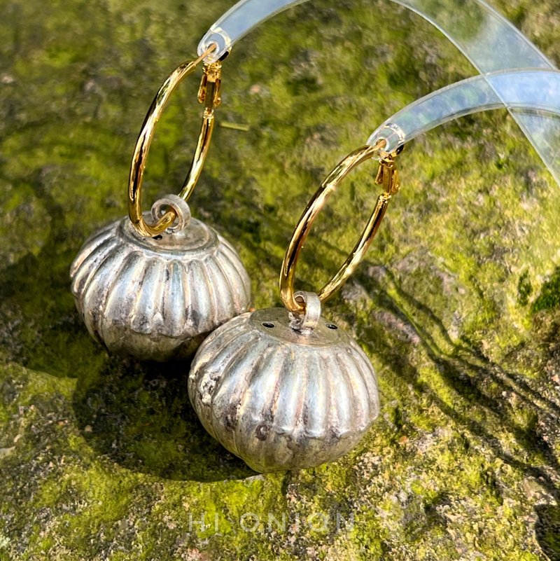 Hi Onion小众做旧复古夸张圆形耳扣耳环耳夹铃铛重工民族风个性 - 耳环/耳夹 - 其他材质 