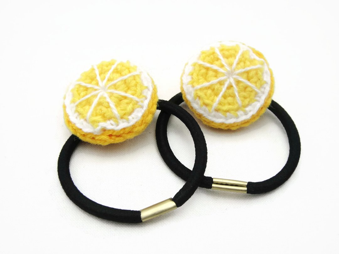 Crochet Elastic Hair Ties Accessories - Lemon Fruit - 发饰 - 聚酯纤维 黄色