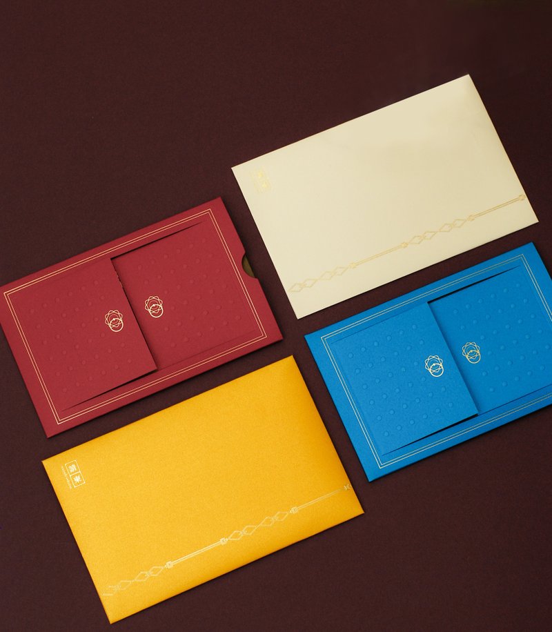 金余喜帖 中式 喜帖 蓝色 开门见囍 样本费 - 喜帖 - 纸 蓝色