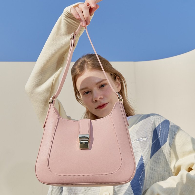 韩国LALA BAG | 粉红色 | 腋下包 侧背包 斜孭袋 - 侧背包/斜挎包 - 人造皮革 粉红色