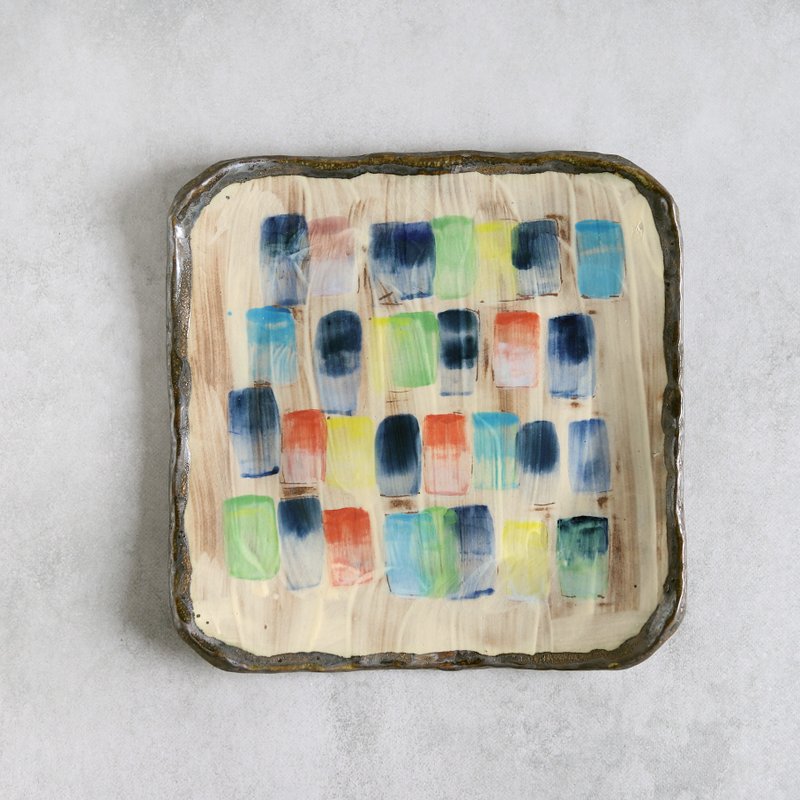 色彩的音乐－彩色陶瓷方盘 - 盘子/餐盘/盘架 - 陶 多色