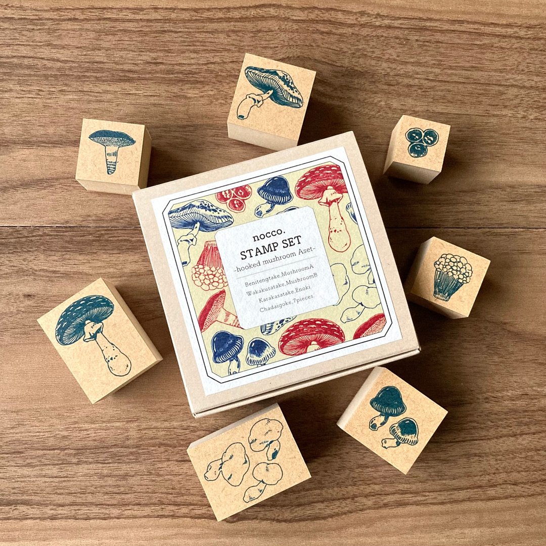 蘑菇印章 A组合 / stamp set / 印章, 插画印章, 文具, 文具, 文具, 纸品 - 印章/印台 - 橡胶 多色