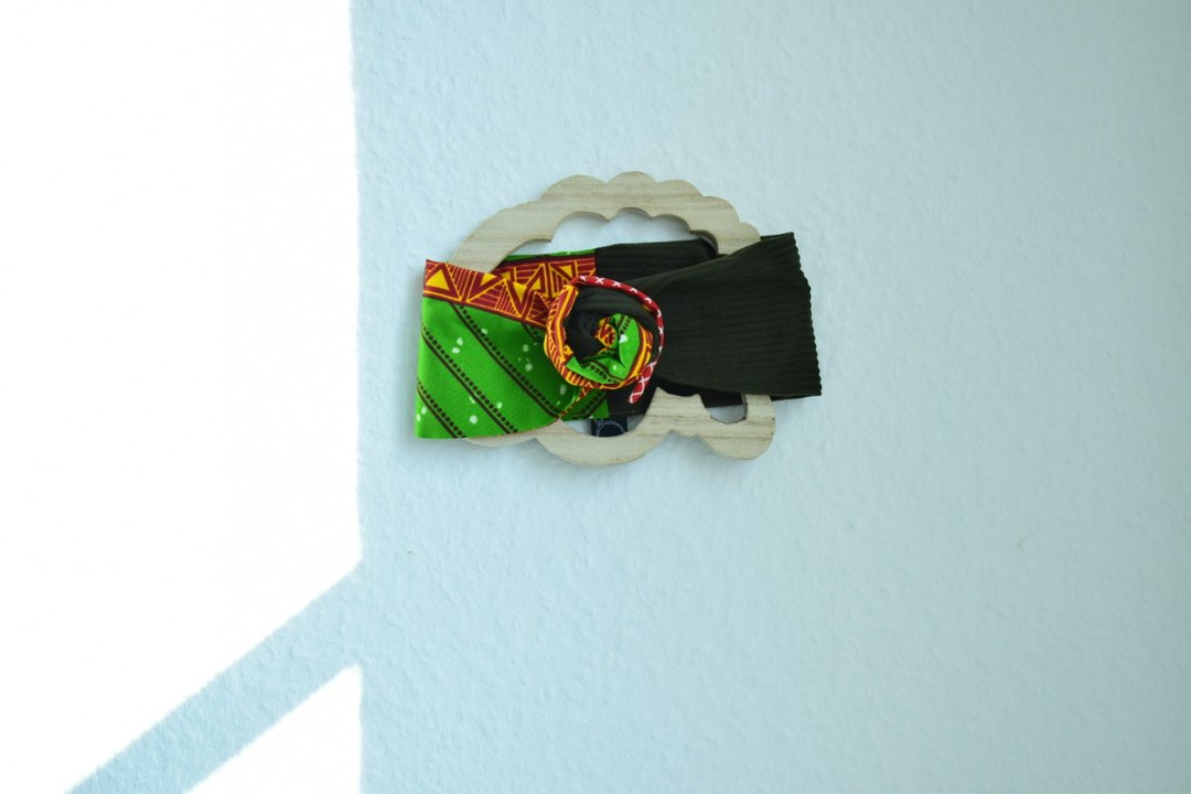Bodø•• African print wired headband w/ cord (Seaweed green) - 发带/发箍 - 棉 多色