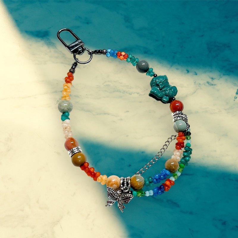 【定制】 花舞精灵手机链 l 阿拉善。树脂花生造型珠。合金配件 - 挂绳/吊绳 - 水晶 多色