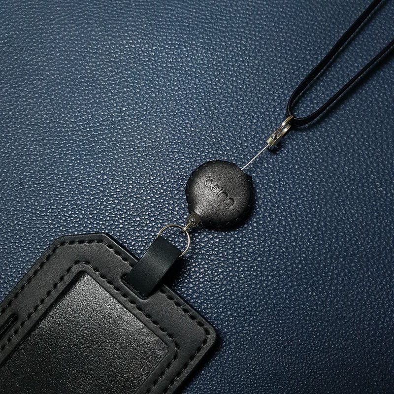 天然牛皮革横直式两用证件套_附颈绳+钢丝线伸缩扣_黑色 - 证件套/卡套 - 真皮 黑色