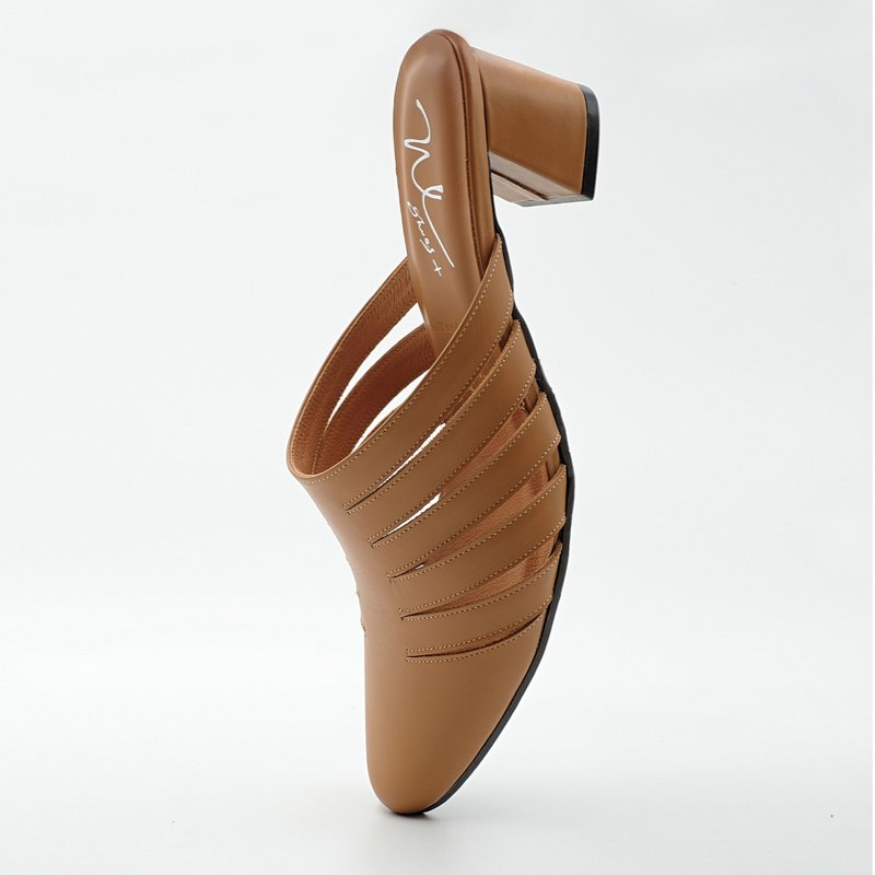 Shärk Heels (棕) Brown 中高跟穆勒 | WL - 男女凉鞋 - 真皮 咖啡色