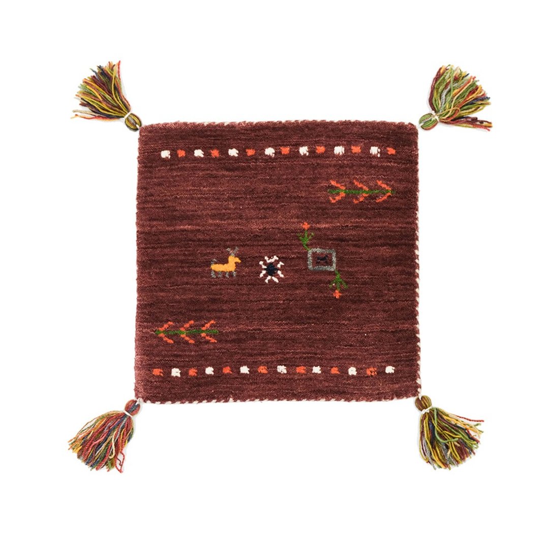 tribal symbol mats_maroon 彩色复古系打印度手工小毯 - 地垫/地毯 - 羊毛 