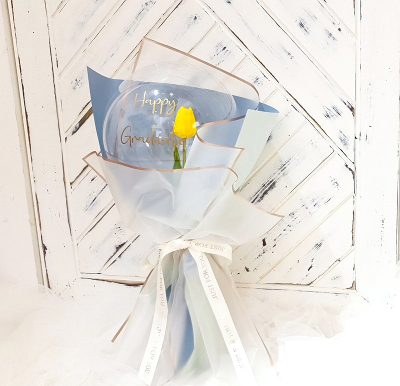 气球花束(大朵郁金香)/毕业礼/情人节礼物/生日礼/母亲节/1111 - 干燥花/捧花 - 其他材质 黄色