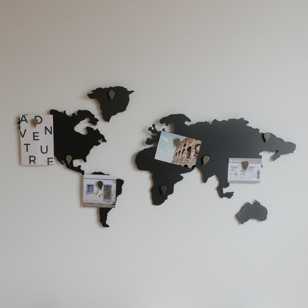 加拿大 Umbra Mappit 壁挂世界地图 | 墙壁装饰 旅游回忆墙 - 海报/装饰画/版画 - 玻璃 黑色