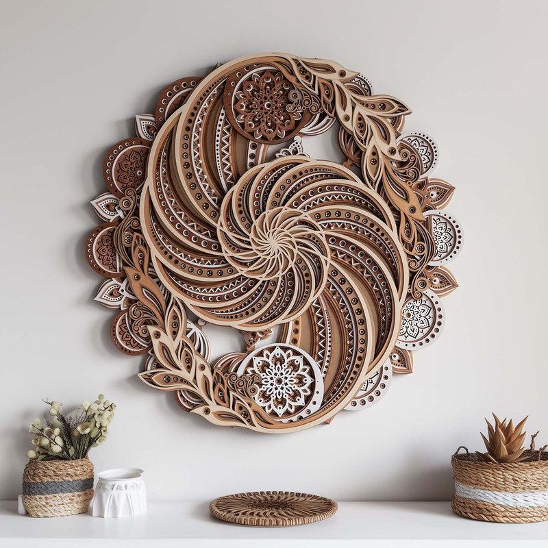梯木叠雕-时来运转|玄关客厅圆形装饰画沙发背景墙挂画装饰壁画 - 海报/装饰画/版画 - 木头 
