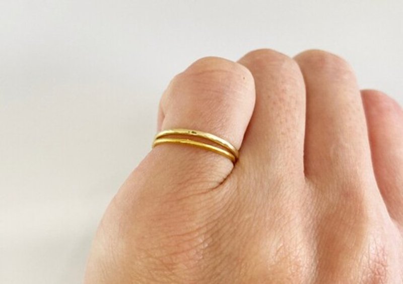 K24 与 K18 黄金戒指组合 纯金与 K18 戒指叠戴套组 - 戒指 - 其他金属 