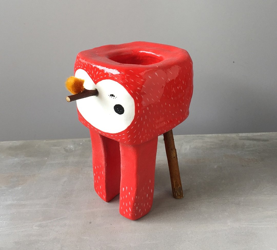 Quirky little ceramic pots - 花瓶/陶器 - 陶 红色