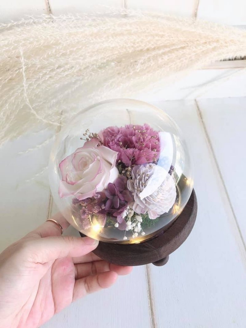 温馨水晶玻璃球/夜灯(芋紫/渐层紫) - 干燥花/捧花 - 植物．花 