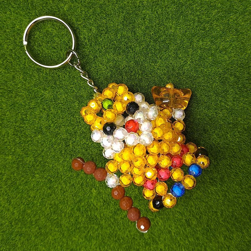 【慈光手作】造型串珠吊饰摆饰－福气土地公 - 钥匙链/钥匙包 - 压克力 黄色