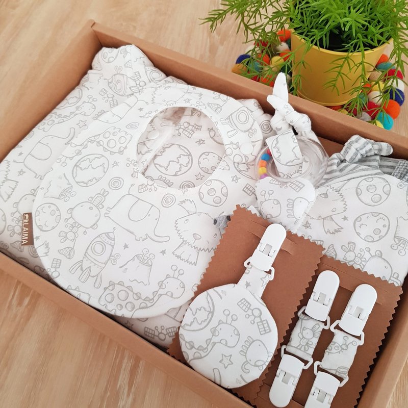 柔软针织棉 实用五件组弥月礼 多款花色可订制 - 满月礼盒 - 棉．麻 多色