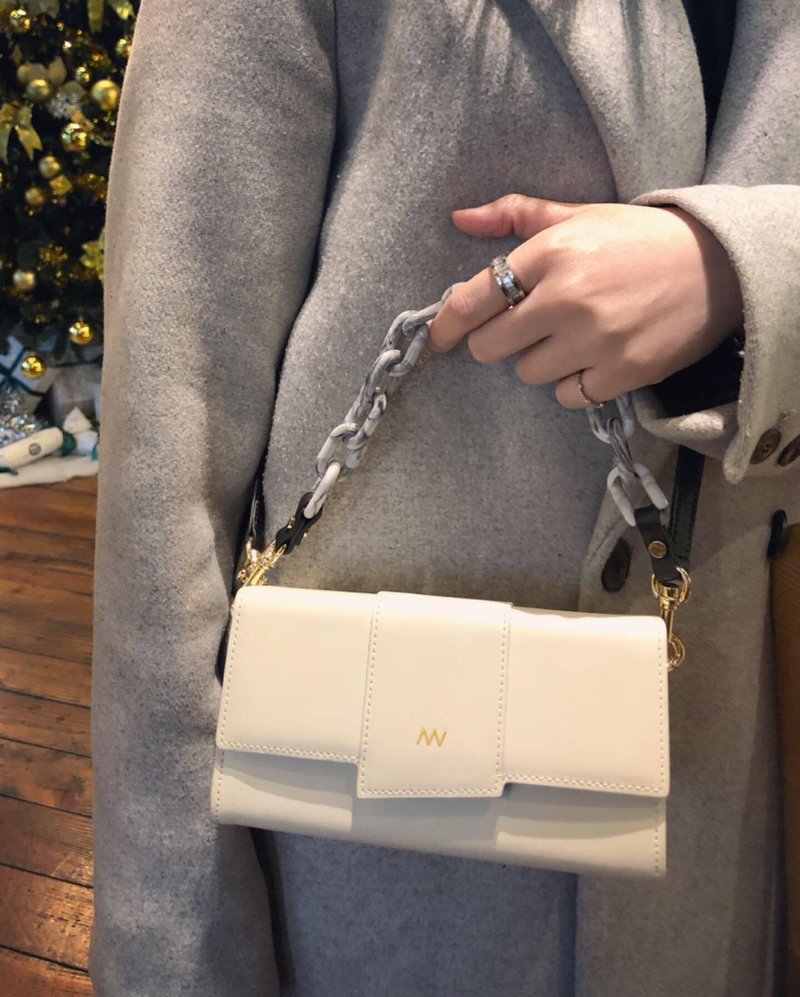 长型扣短链条 - 白色大理石纹 - 其他 - 压克力 灰色