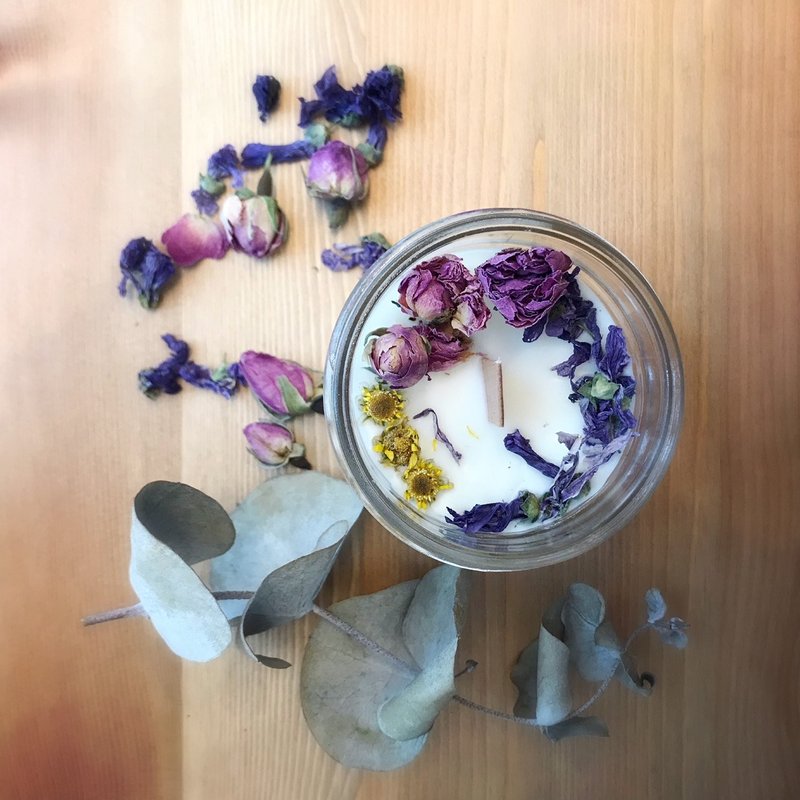 迷你花园花瓣精油大豆蜡烛(100g+礼物包装) - 香薰/精油/线香 - 植物．花 透明