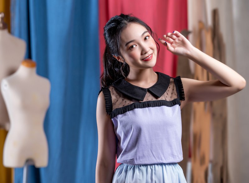 与时光共舞 无袖背心 - 女装背心 - 棉．麻 紫色