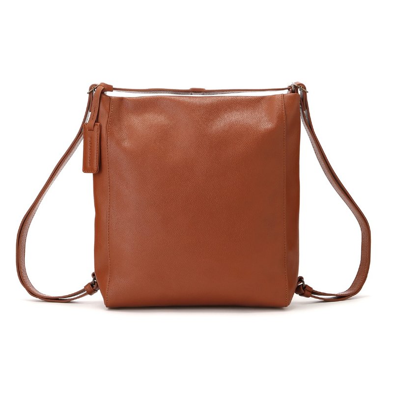 MOTHERHOUSE-K 轻盈皮革两用后背包-焦糖棕 - 后背包/双肩包 - 真皮 咖啡色