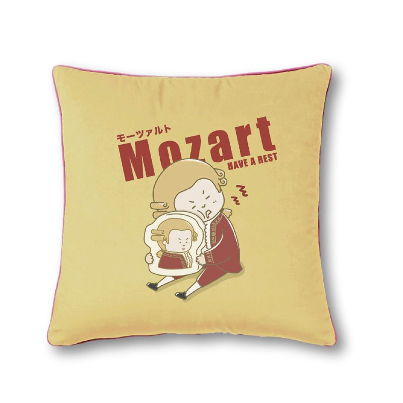 【莫札特】爱困方形抱枕| 古典音乐 | Music Gift - 枕头/抱枕 - 棉．麻 白色