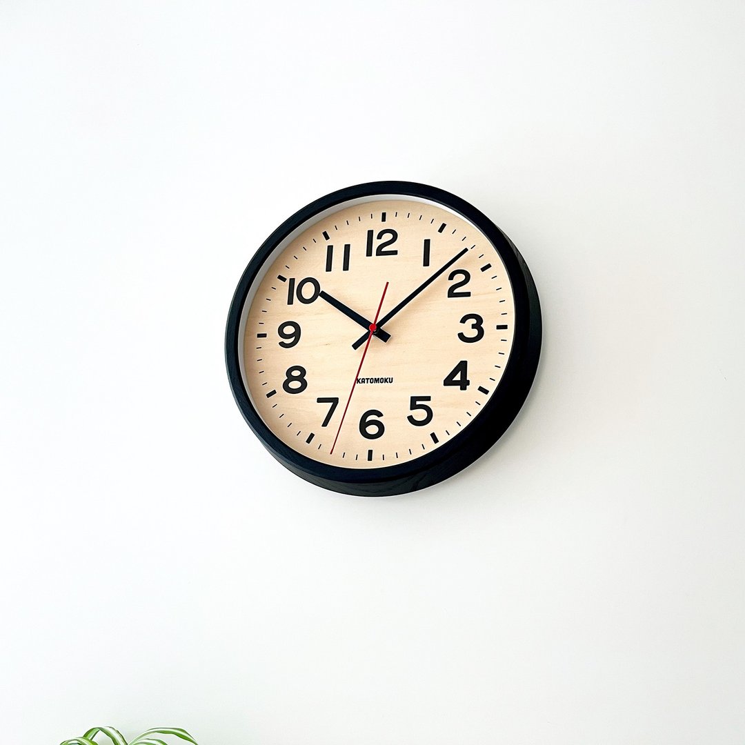 KATOMOKU muku clock 15 梣树 黑色 (km-107BK) 挂钟 日本制造 - 时钟/闹钟 - 木头 黑色