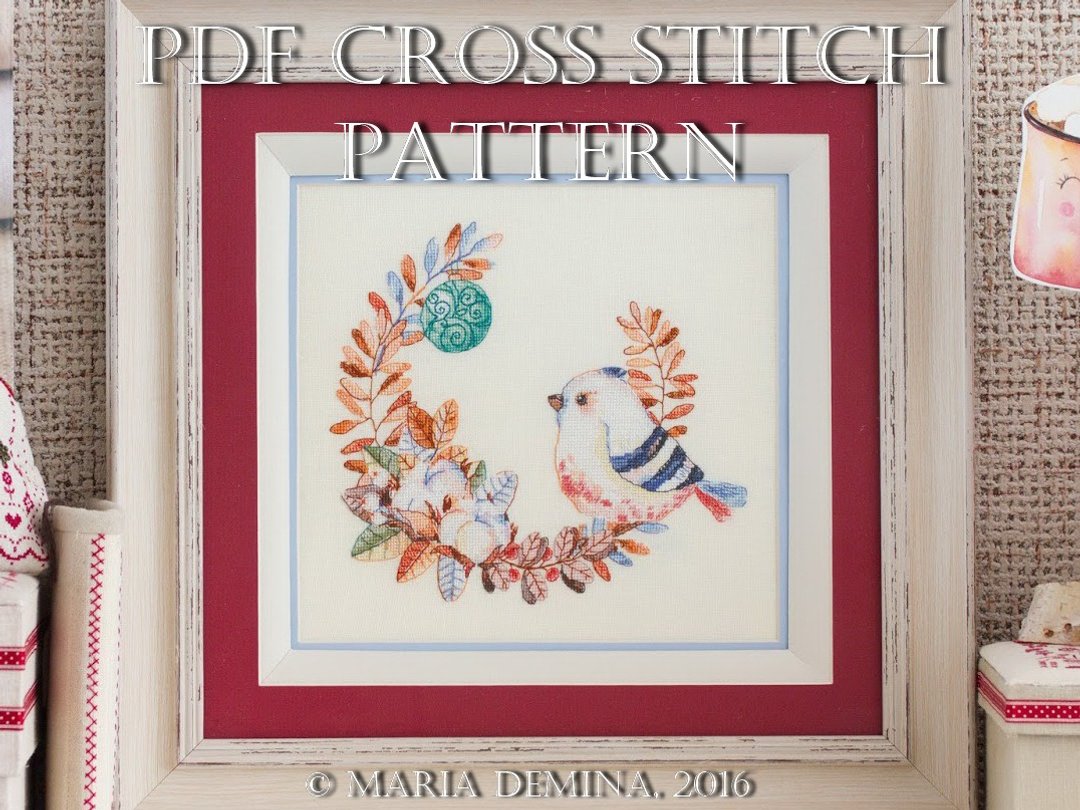 Watercolor Winter Wreath PDF cross stitch pattern - 手工艺教程/工具书 - 其他材质 