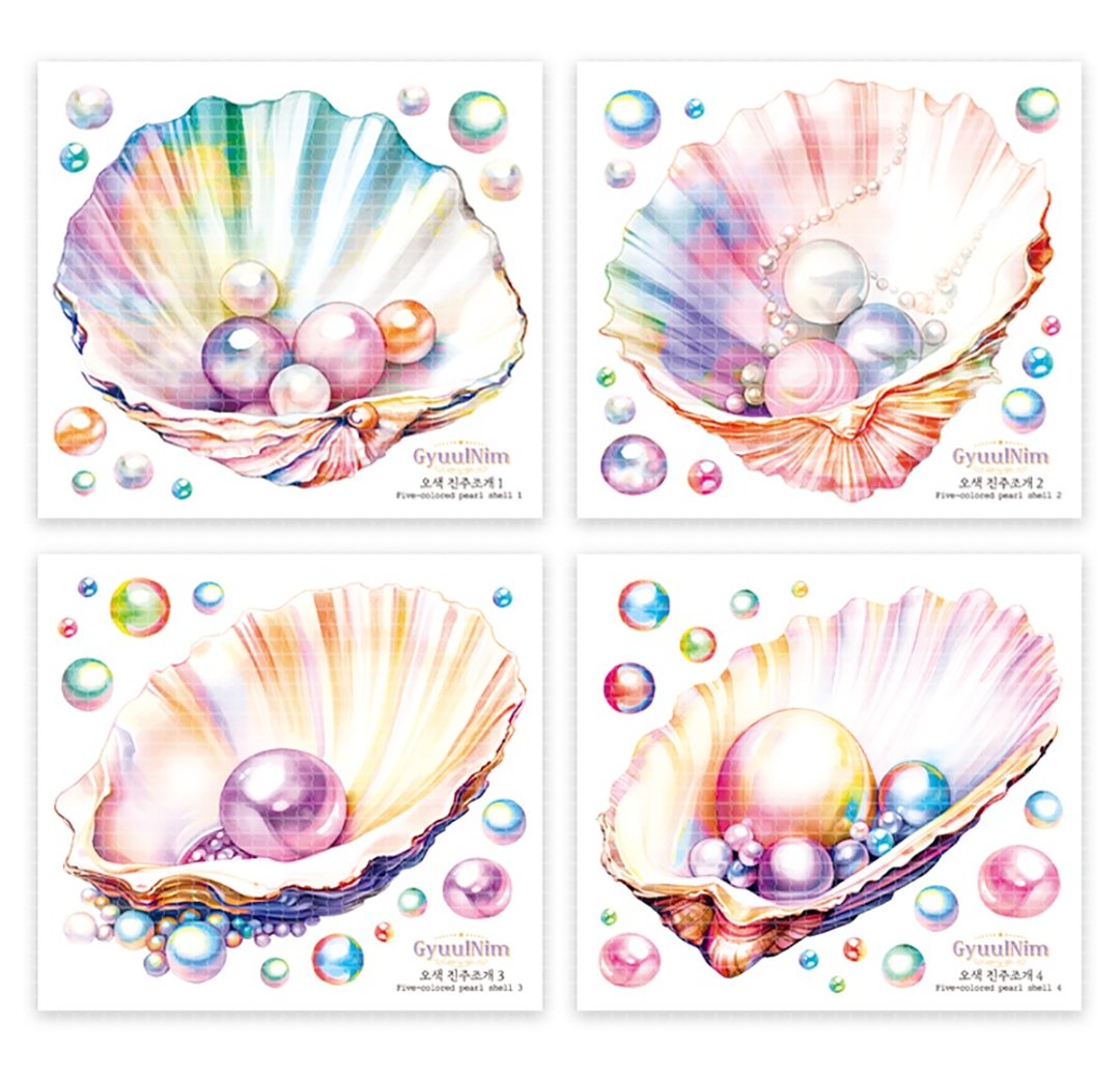 五色珍珠贝壳贴纸 - 贴纸 - 纸 