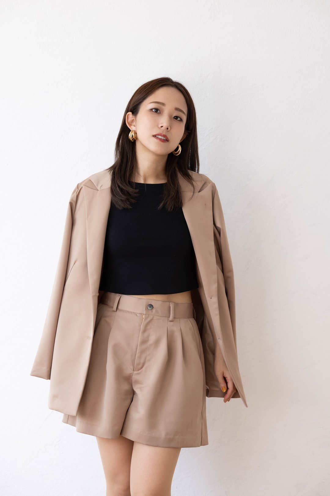 日本制造的缎面短裤 - 女装短裤 - 其他人造纤维 咖啡色
