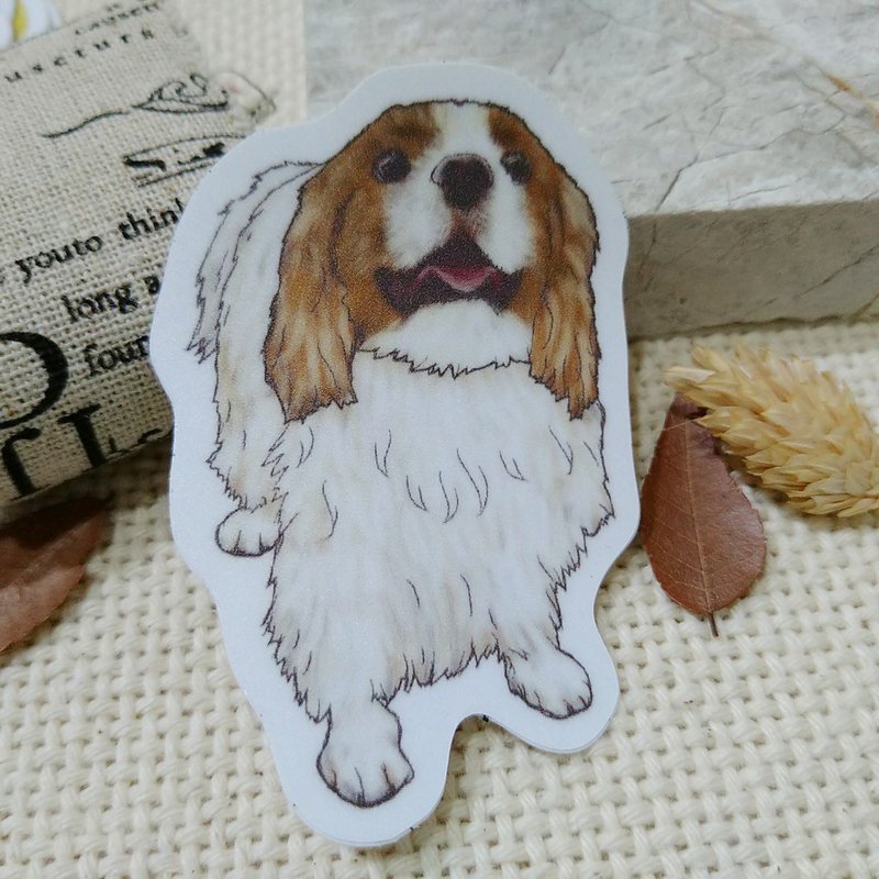 素描系列~查理士王小猎犬-防水贴纸(1入) - 贴纸 - 防水材质 