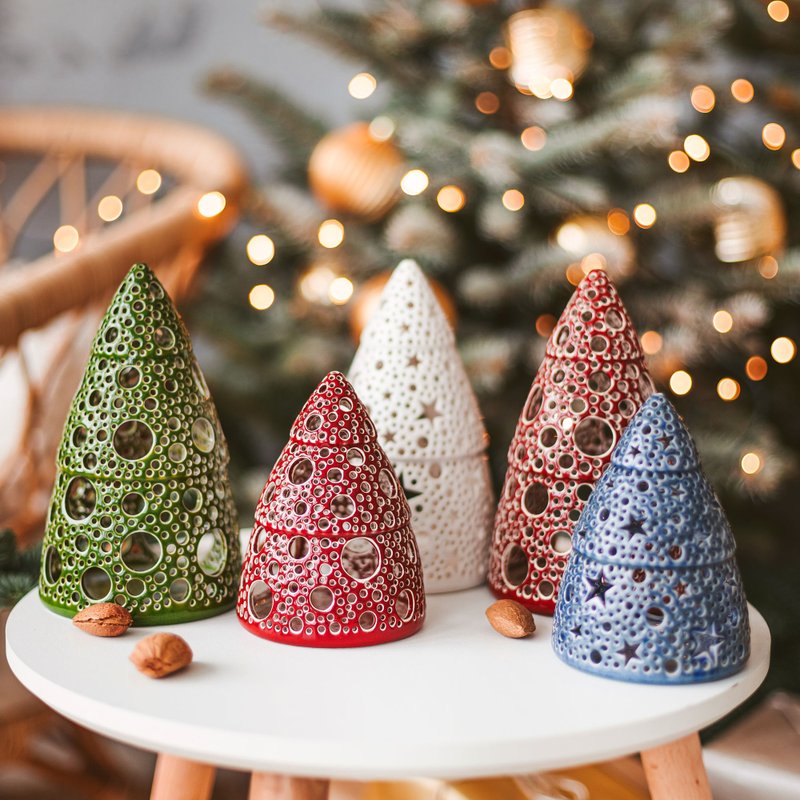 Ceramic Christmas Tree Candle Holder - 蜡烛/烛台 - 陶 