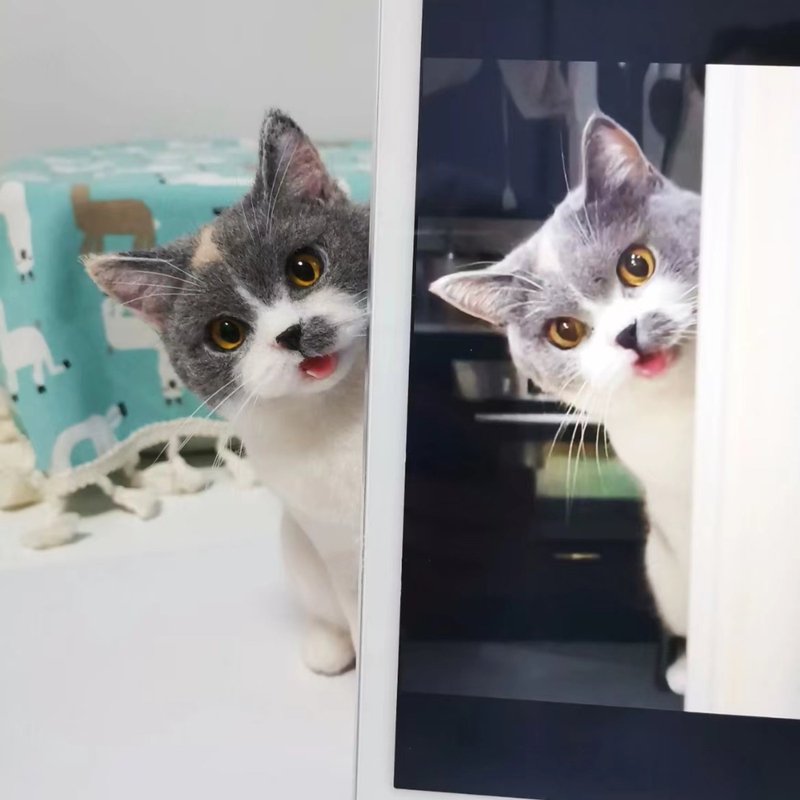 定制化礼物 逼真猫猫 羊毛毡 毛孩 宠物 娃娃 猫咪猫奴 似颜绘 ,4 - 玩具 - 羊毛 多色
