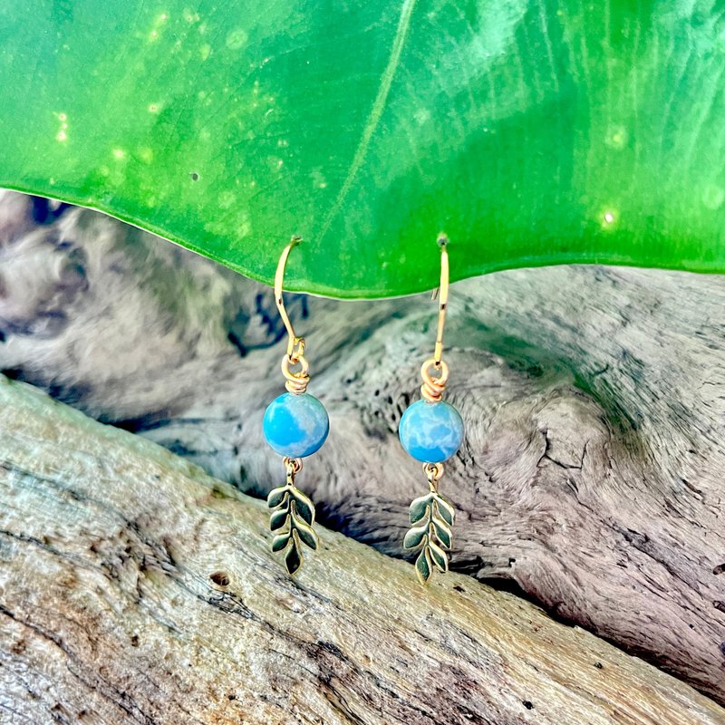 天然石系列 / 叶子星球 / 耳环 / 耳夹 - 耳环/耳夹 - 半宝石 蓝色