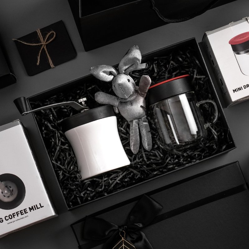 【台湾限定 礼盒套装】迷你咖啡滤杯(附不锈钢滤网) 手动磨豆器 - 咖啡壶/周边 - 玻璃 