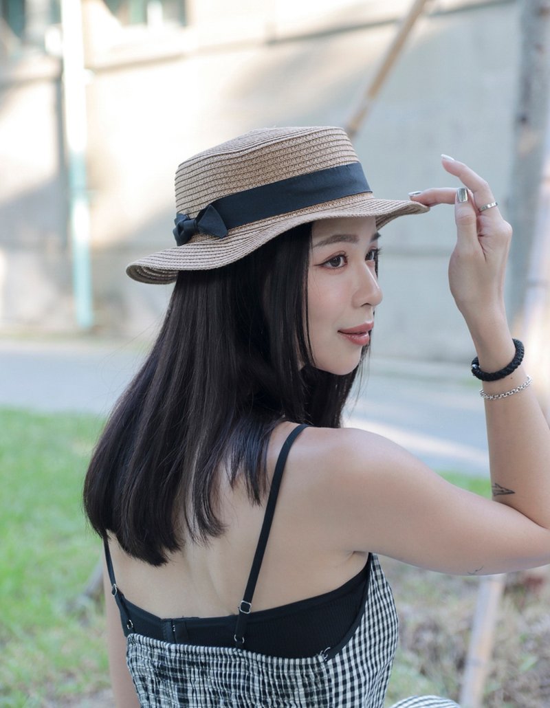 Unni花言密语草帽-编织帽 帽子 登山帽 草帽 防晒 straw hat 礼帽 - 帽子 - 植物．花 咖啡色