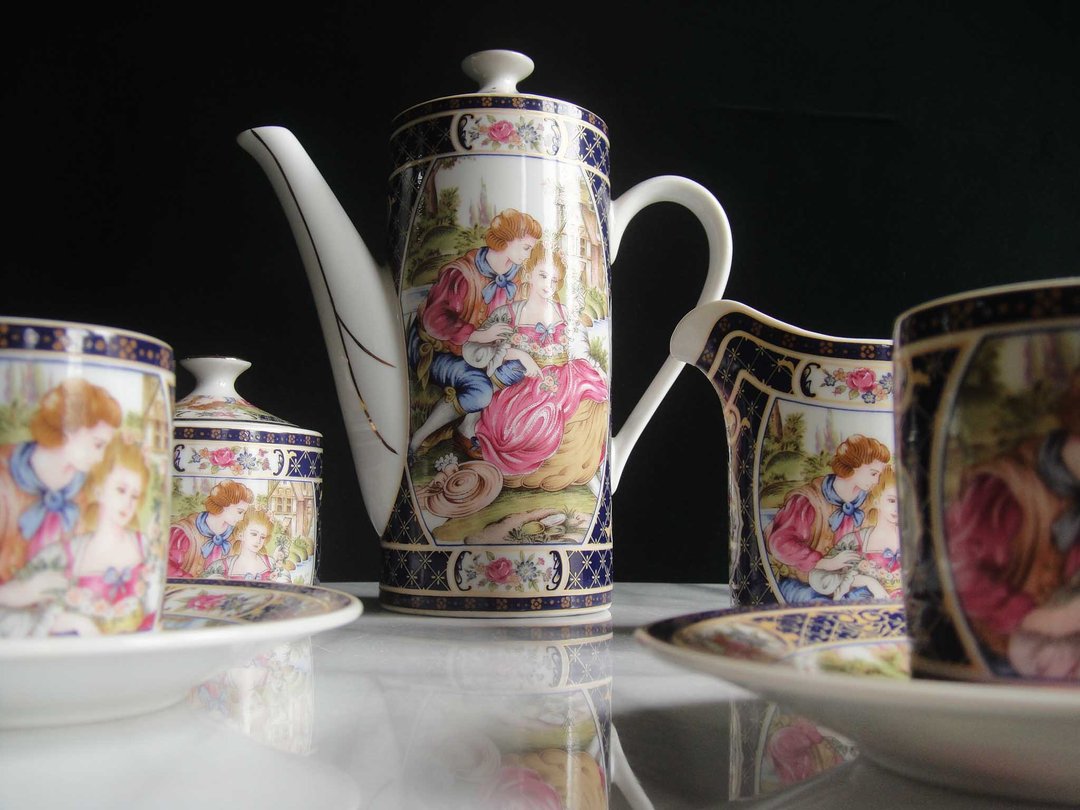 【老时光 OLD-TIME】早期二手日本精致美图茶具组(5杯5盘两壶一罐 - 摆饰 - 其他材质 