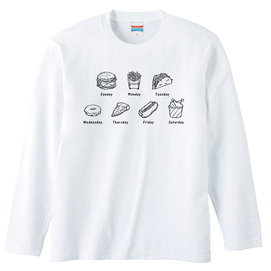 Long Sleeve T-shirt / Junk Food Week - 男装上衣/T 恤 - 棉．麻 白色